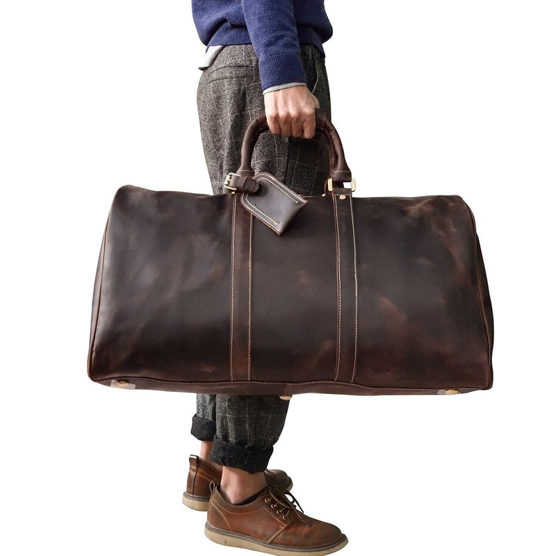 men's small leather holdall