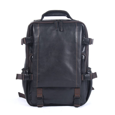 men black leather backpack, genuine cow leather, logan