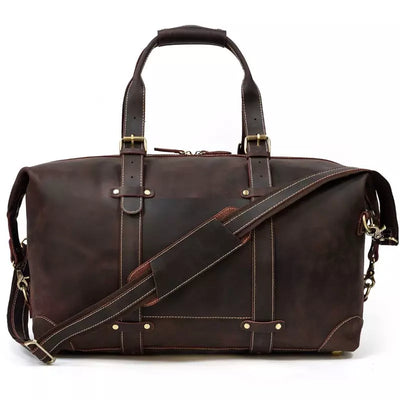mens black leather travel bag