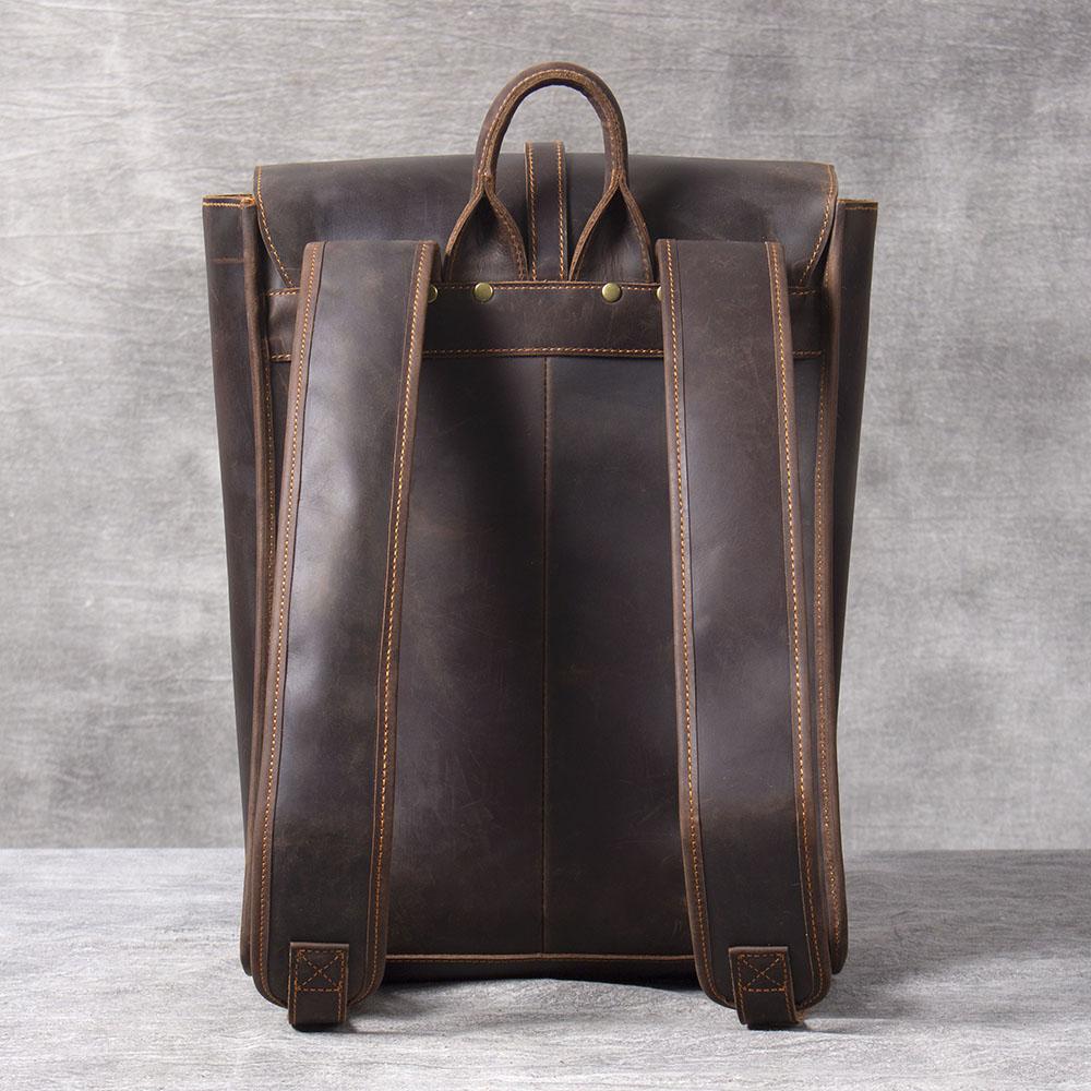 mens leather business backpack