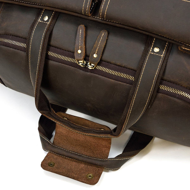 mens leather duffle bag brown