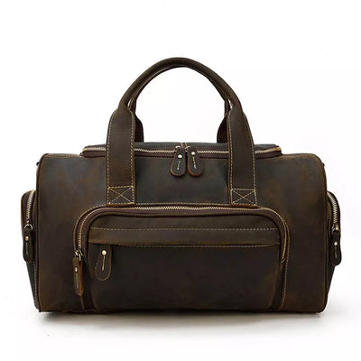 brown men's leather holdall