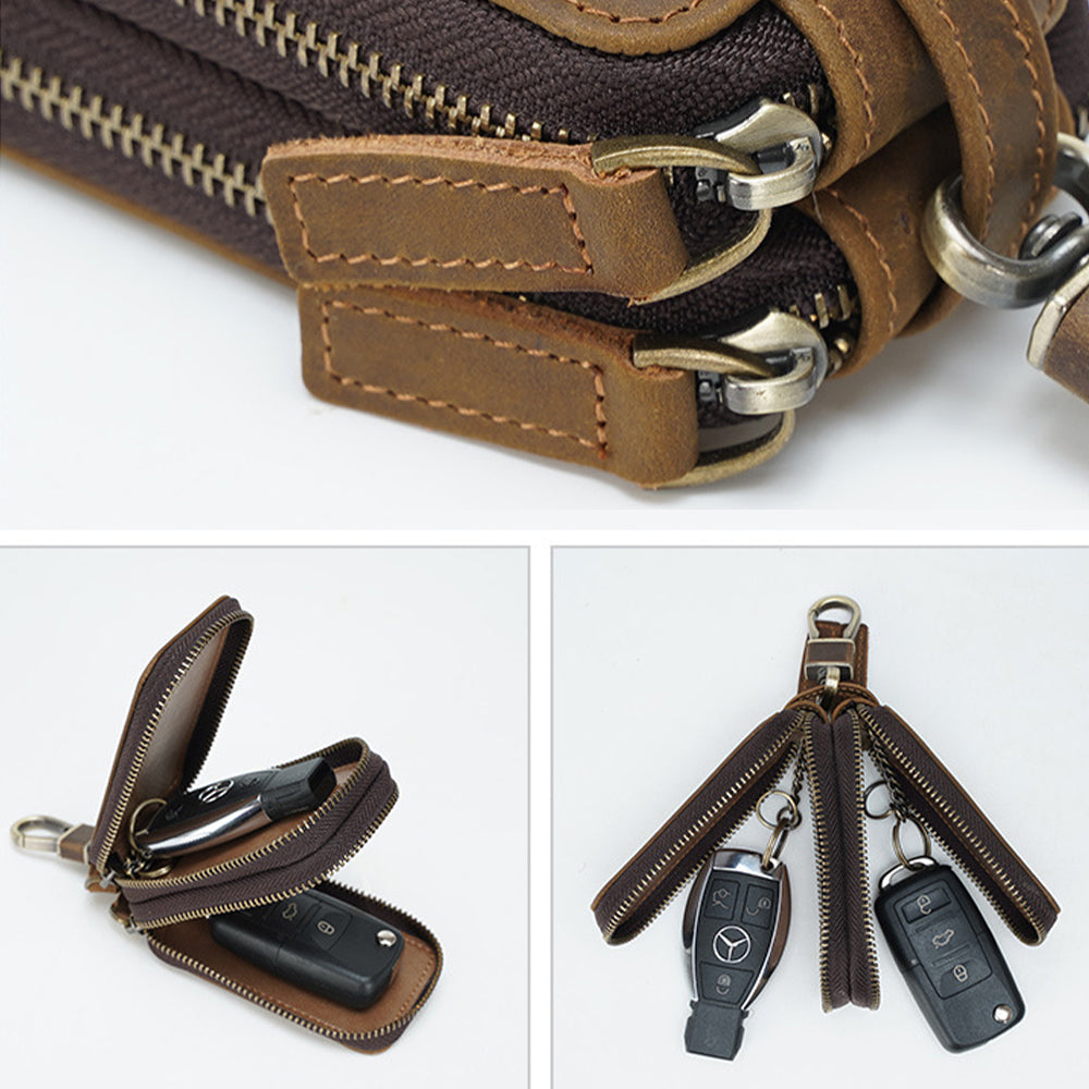 L-ZIP KEY Man: Key case in grained leather