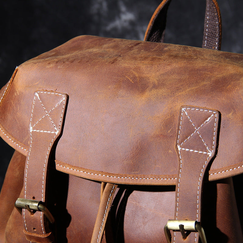 mens leather knapsack