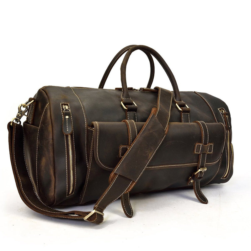 mens leather overnight bag