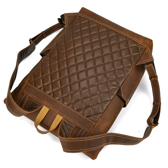 boxy leather backpack Men's Leather Rucksack - Rugged & Stylish Backpack