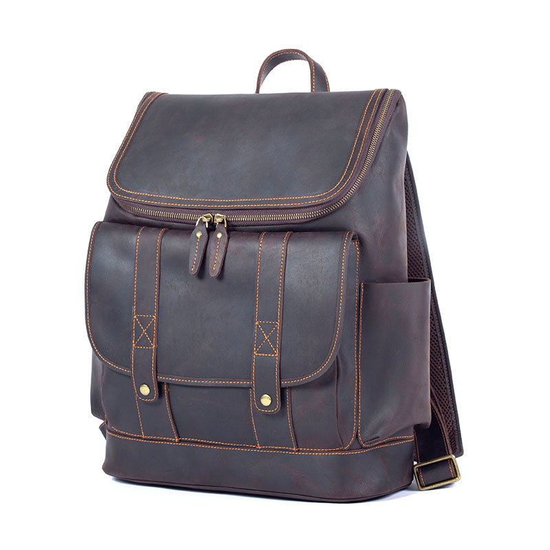 mens leather work backpack