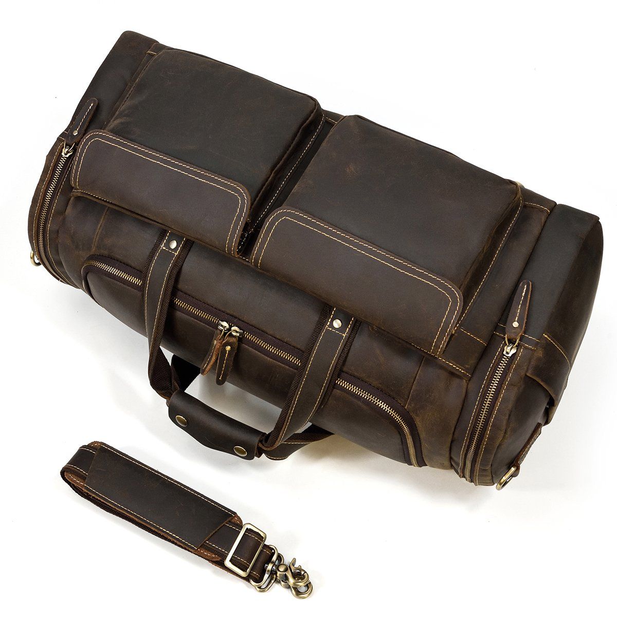 mens overnight duffle bag leather