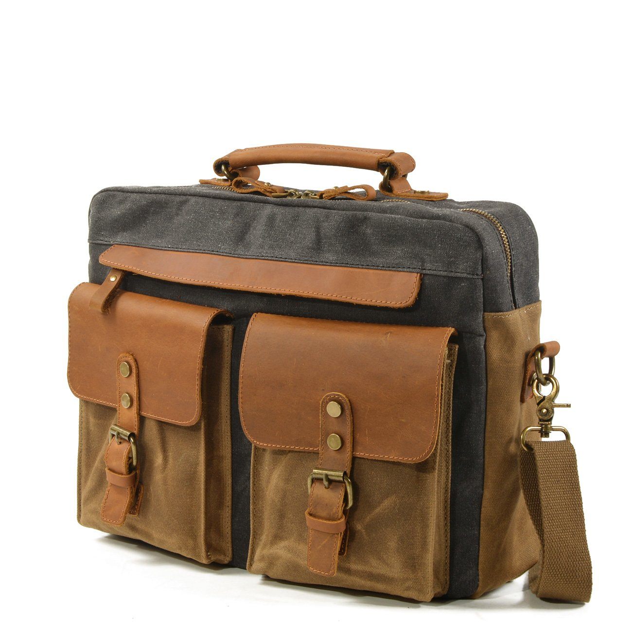 Large-capacity laptop briefcase cowhide work handbag genuine leather  briefcase side backpack crossbody backpack - Shop BOVER Messenger Bags &  Sling Bags - Pinkoi