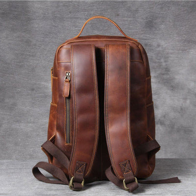mens tan leather backpack