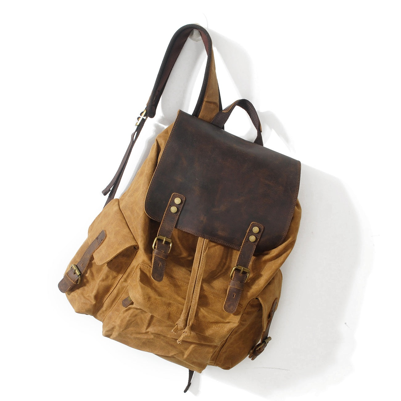 Waxed Canvas Backpack for Men and Women Waterproof Drawstring Rucksack –  Luke Case