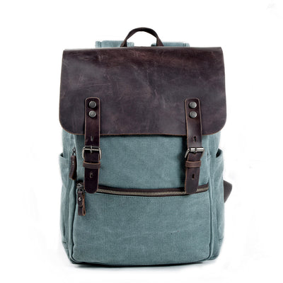 Cotton canvas backpack, light blue, compact and stylish