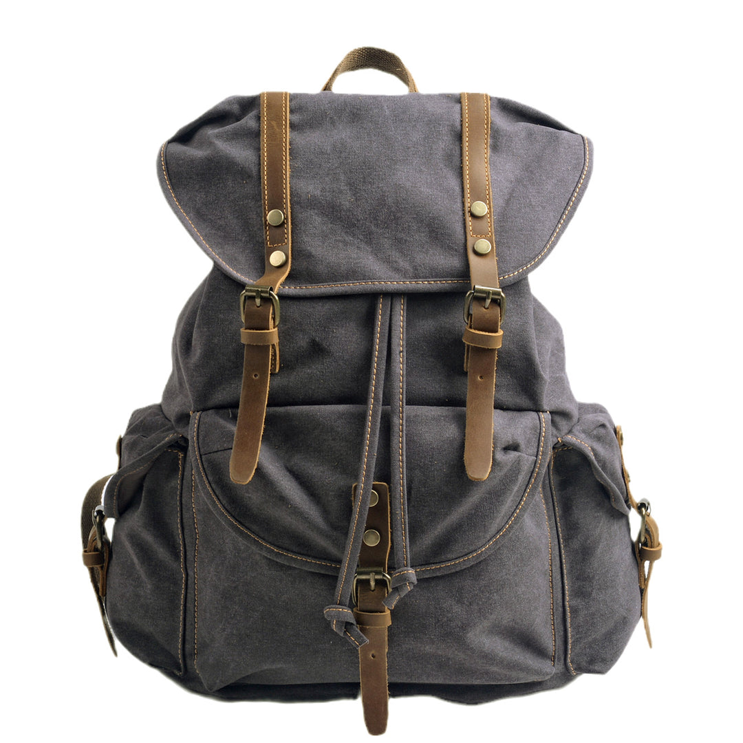 cool military leather backpacks Military Canvas Backpack - Grey - Vintage Army Style Rucksack - 15.6" Laptop Pocket - 25 L