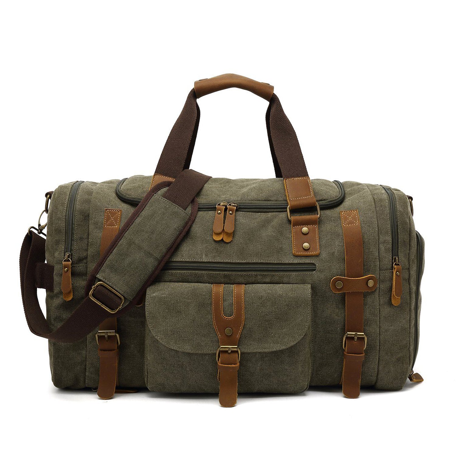 green old duffle bag