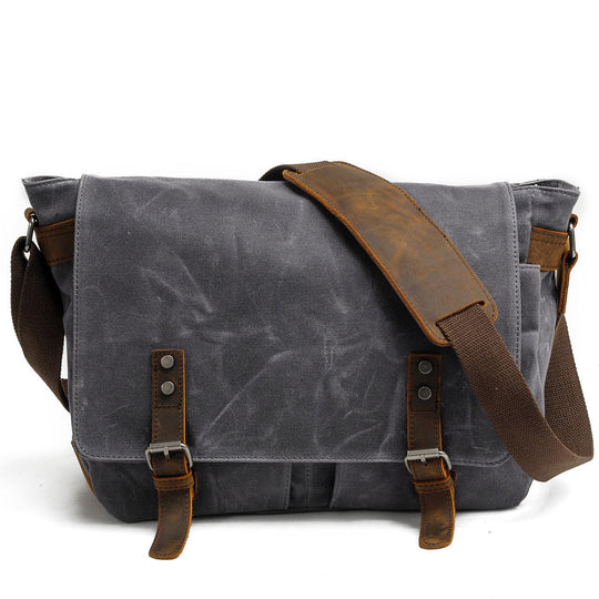 leather × canvas combi shoulder bag 00s old-fashioned-messenger-bag-