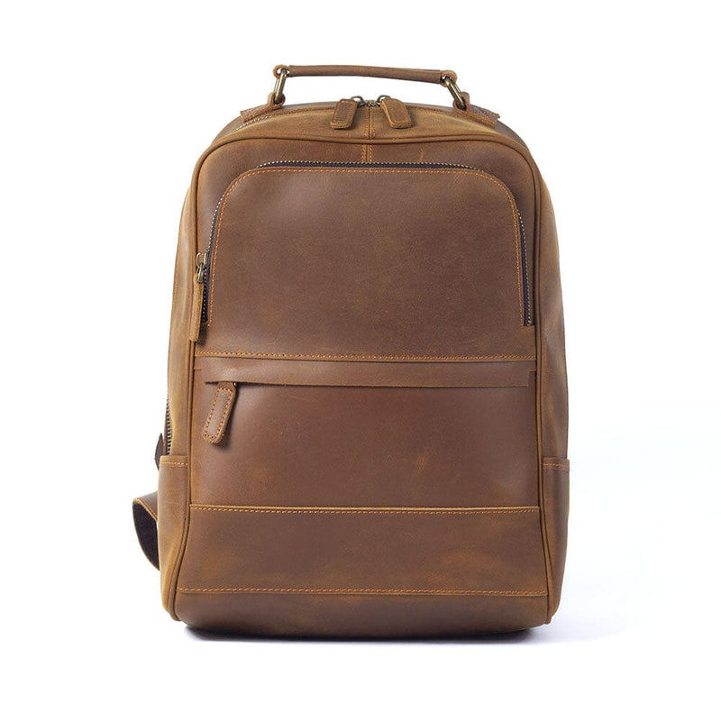 real leather backpack for men, coffee, top grain leather, tyree