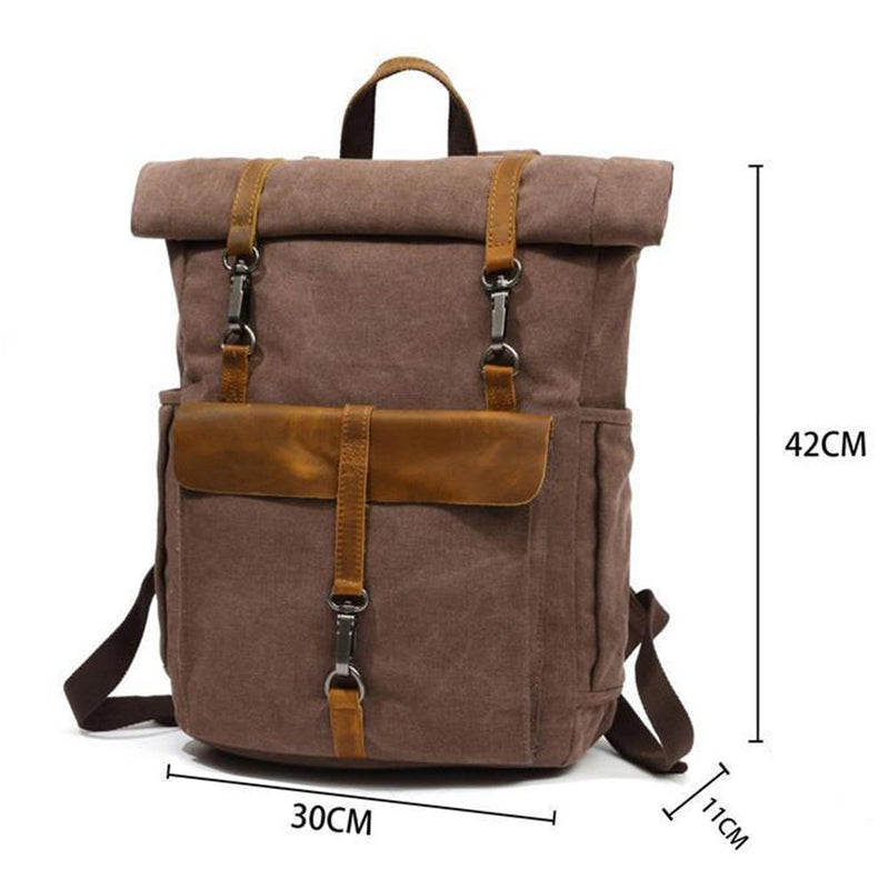 Retro canvas backpack measurements and dimensions