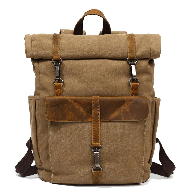 retro canvas rucksack kaki