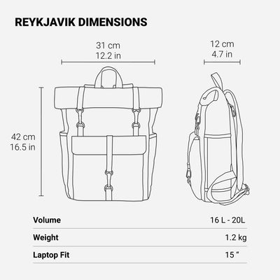reykjavik backpack dimensions