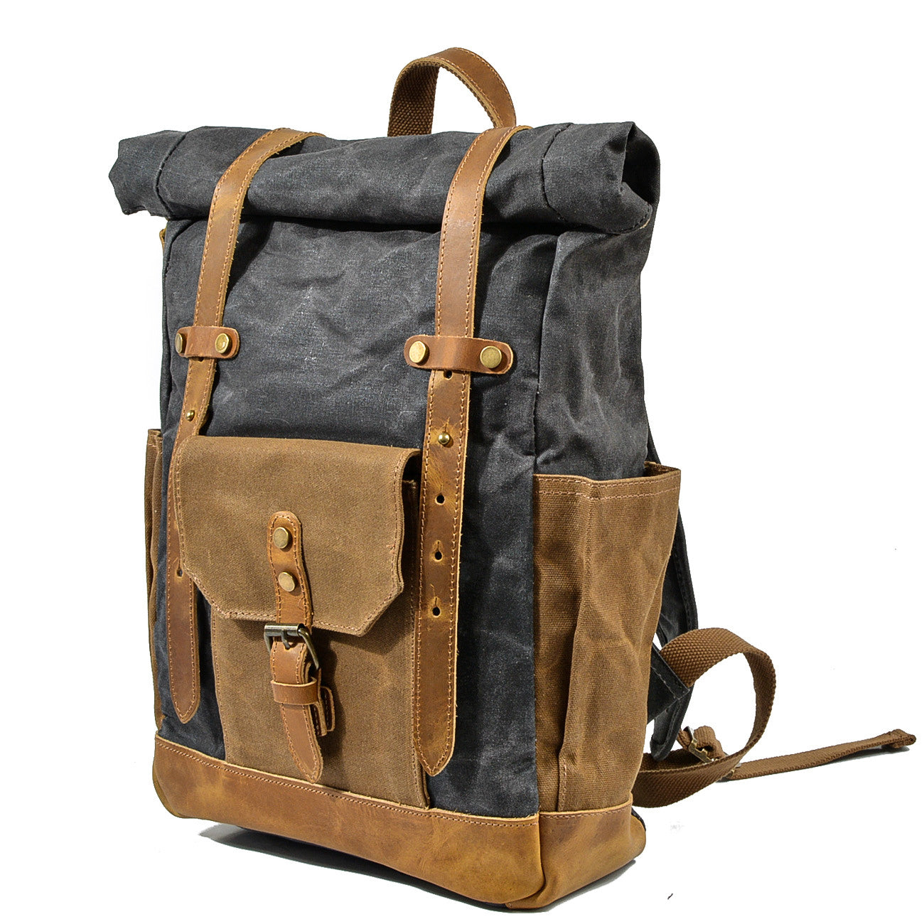 Roll Top Rucksack - Vintage Style & Adventure-Ready Canvas Backpack