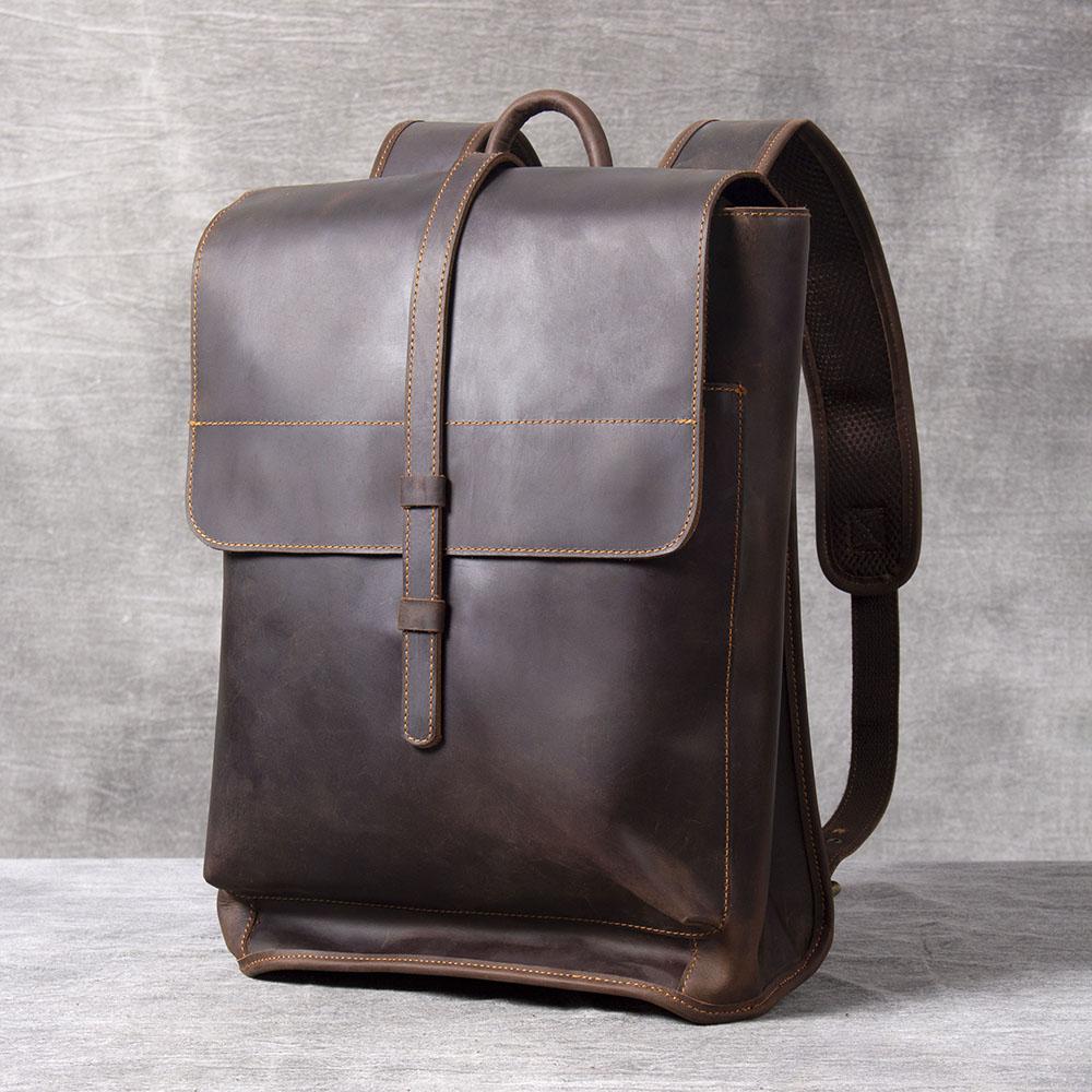 Leather business backpack mens deals