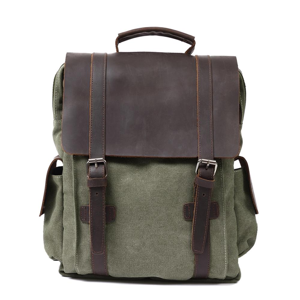 cotton canvas mini backpack brown green black Small Canvas Backpack | MANITOBA