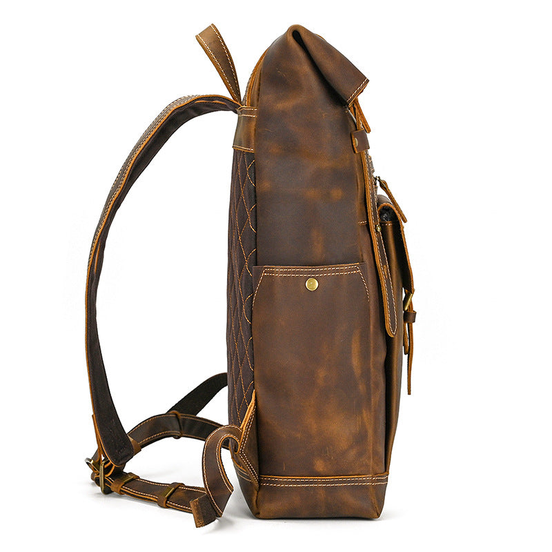 camel leather backpack mens Men's Book Canvas and - Discretely pack away smaller essentials with the interior zipped pocket Men's Full Grain Leather Backpacks