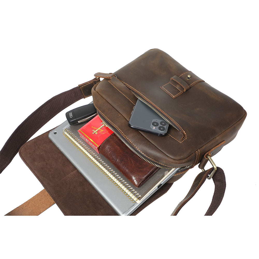 small leather messenger bag