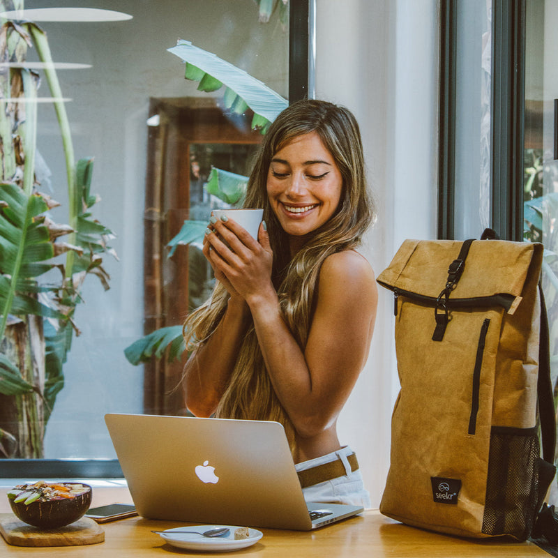 Vegan Backpack - Eco Friendly Kraft Paper Rucksack | Seekr