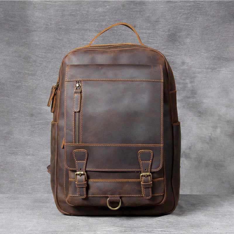 tan leather backpack