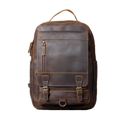 tan leather backpack, brown, full grain leather, carea