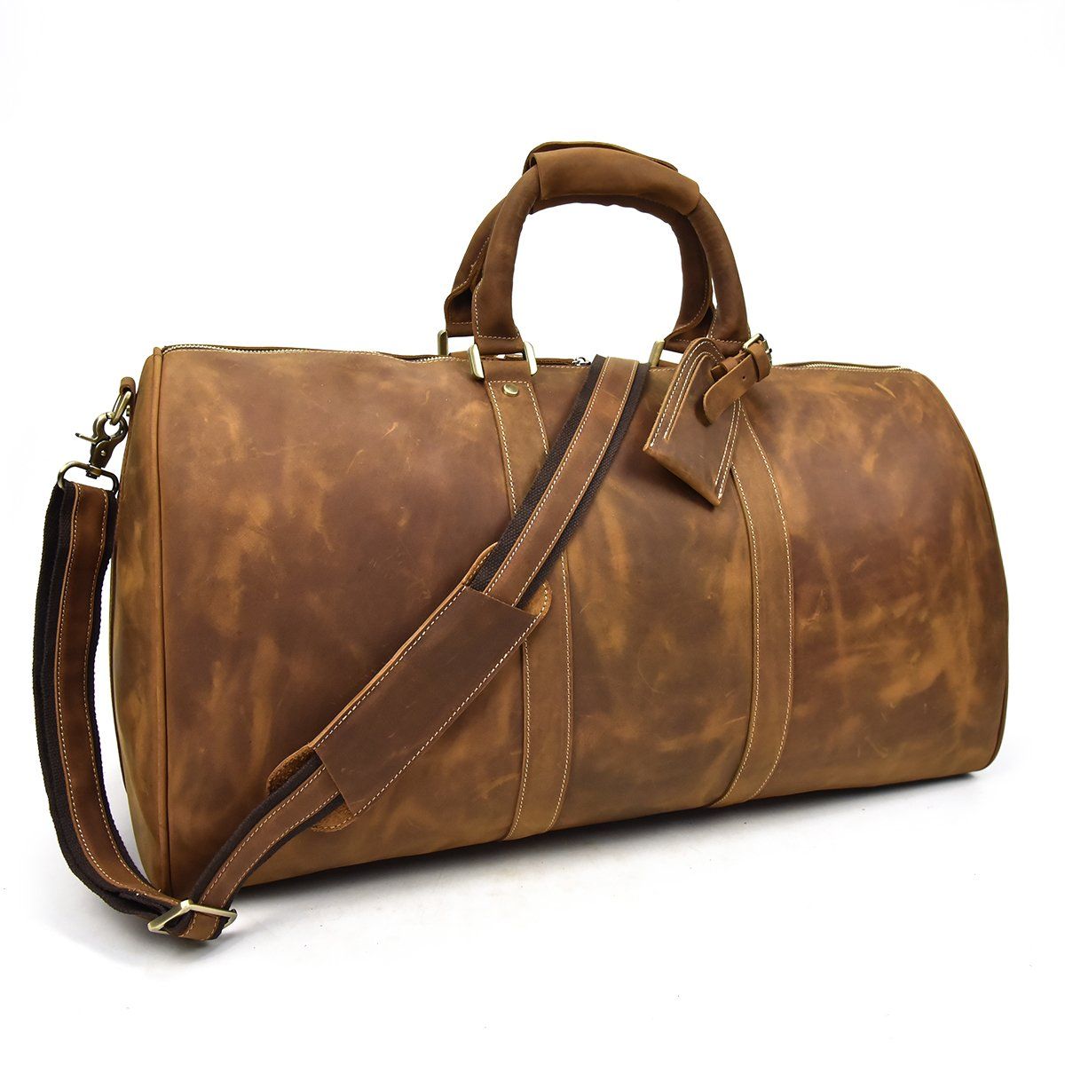 vintage brown leather holdall