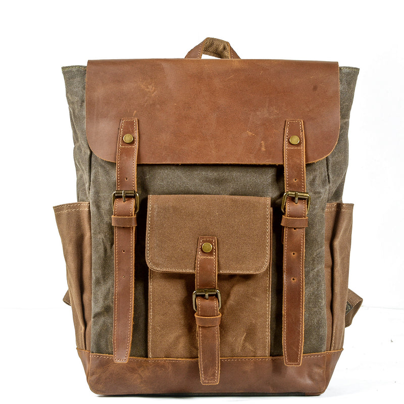 Vintage Waxed Canvas Laptop Backpack 15.6