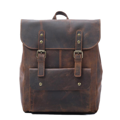 vintage leather backpack, brown, alba