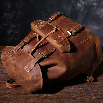 vintage leather knapsack