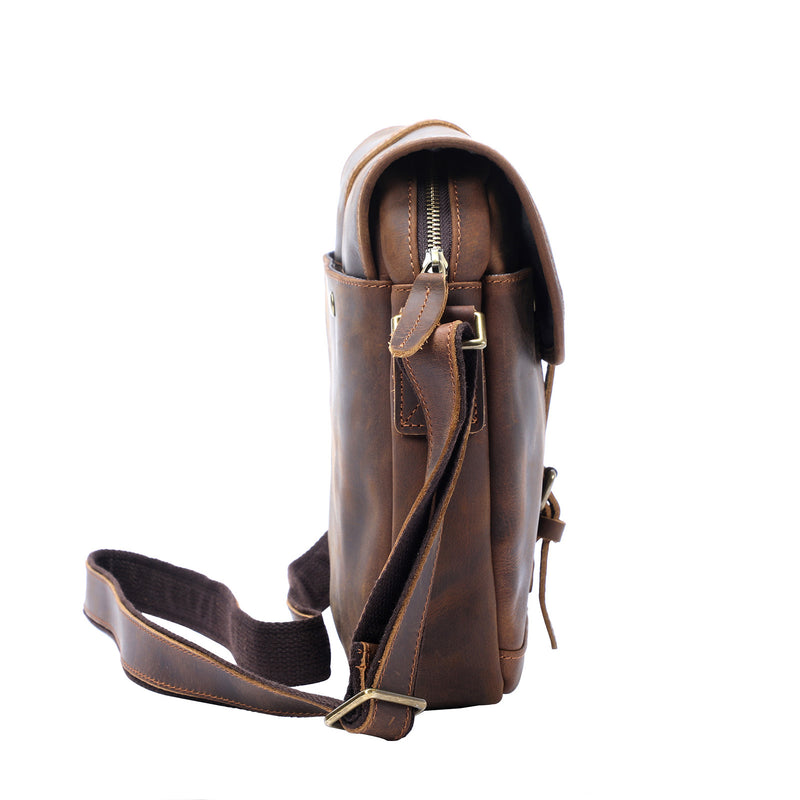 vintage leather messenger bag