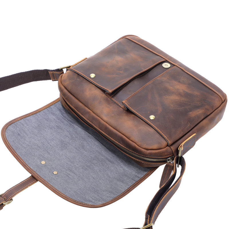 vintage leather messenger bag
