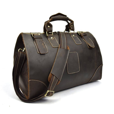 vintage leather weekend duffel bag