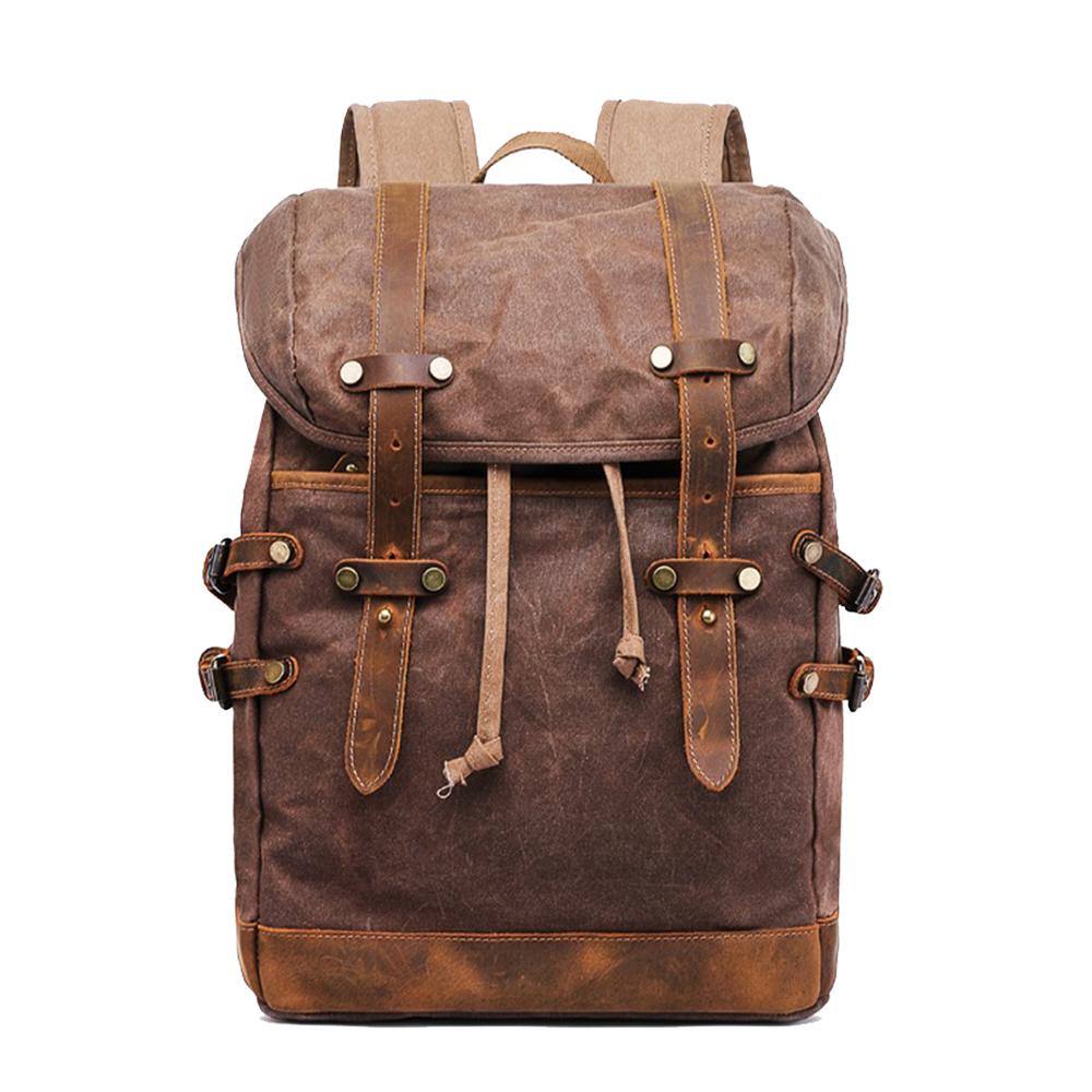vintage wanderrucksack Vintage Rucksack Canvas Leder 22L Gewachst