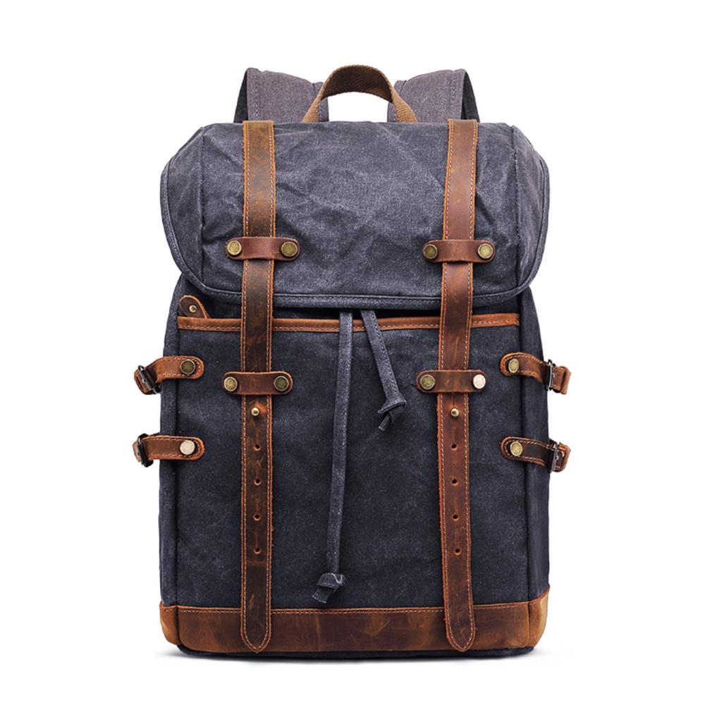 Vintage Style Backpack – Waxed Canvas & Leather | ROSTOCK