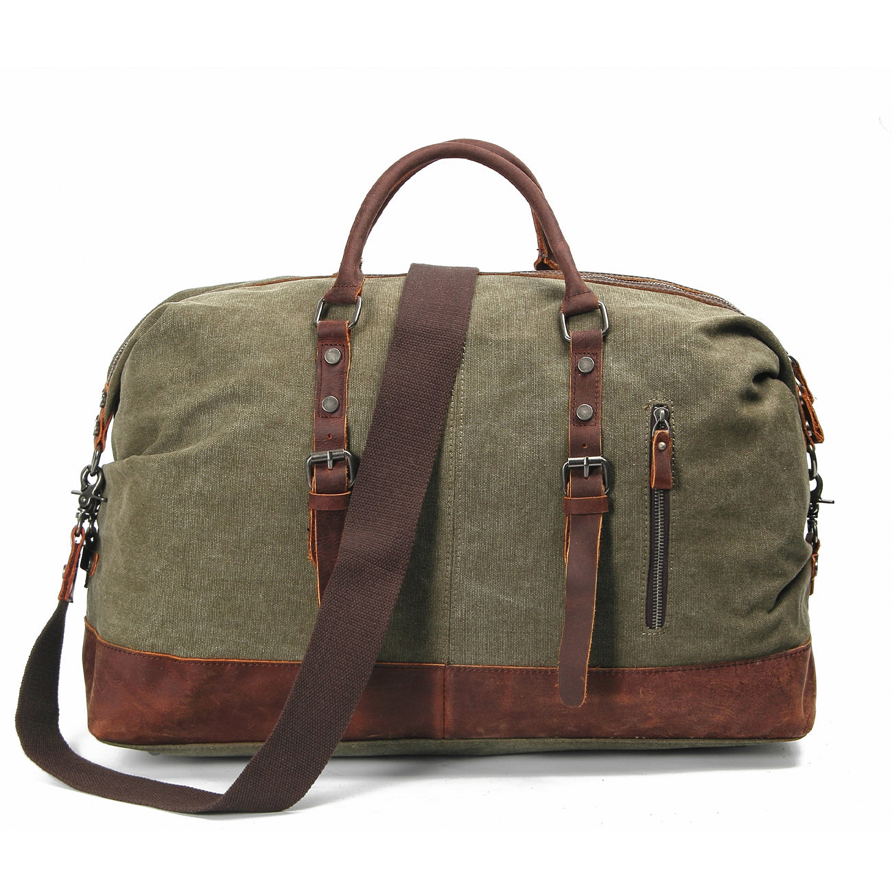 army green vintage travel bag