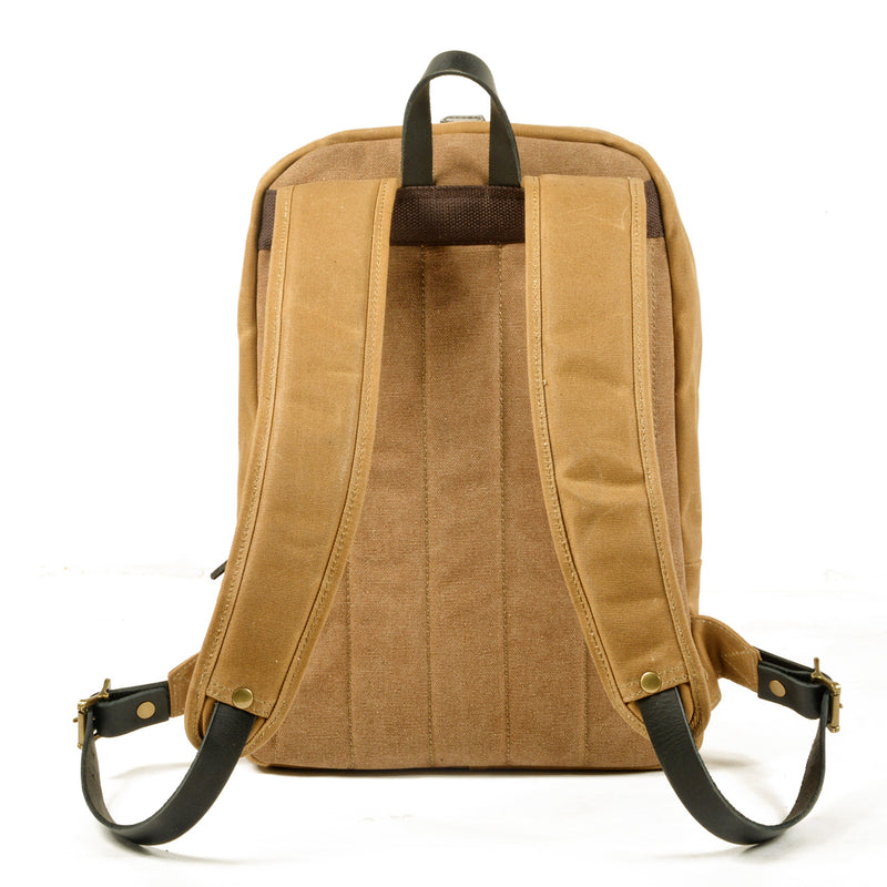 waxed canvas and leather backpack