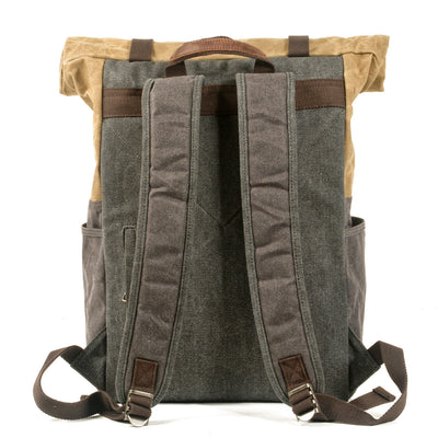 waxed canvas and leather backpack