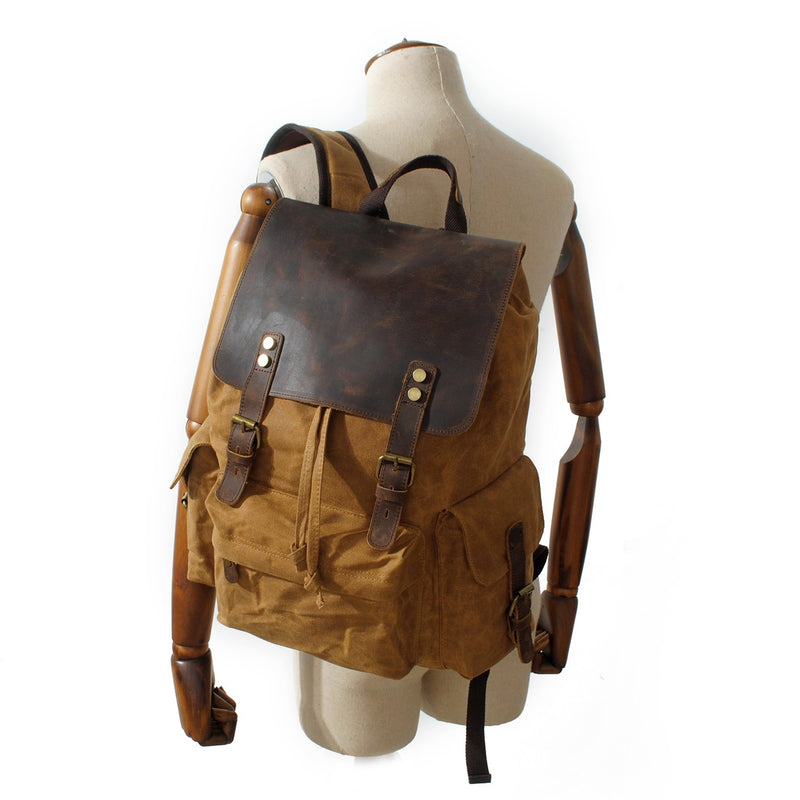 waxed canvas laptop backpack