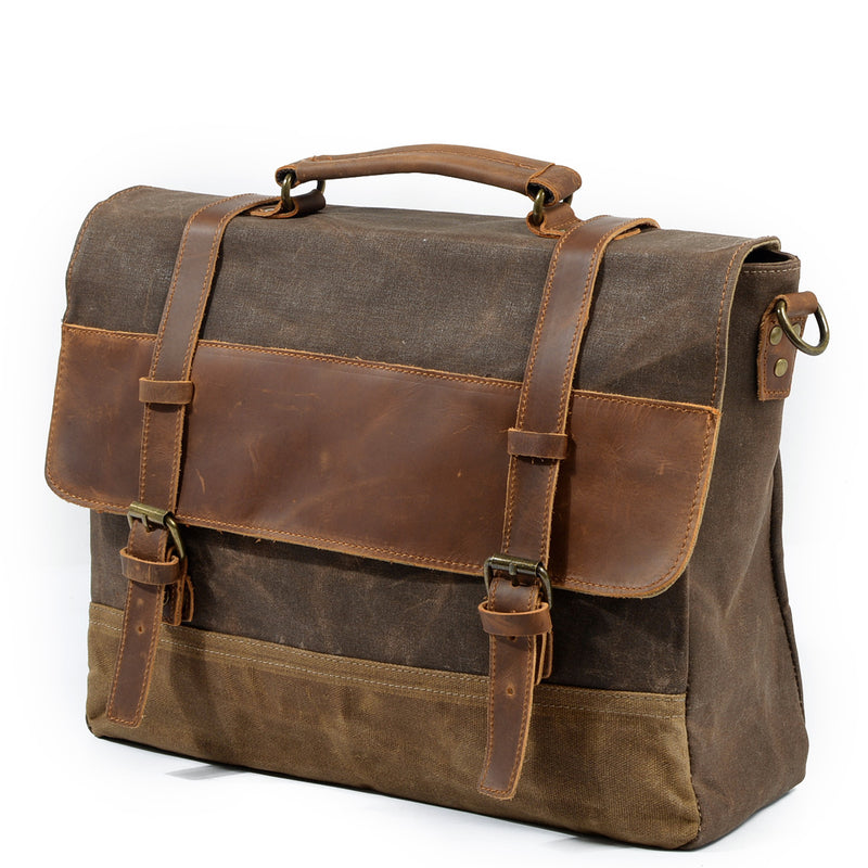 waxed canvas laptop messenger bag