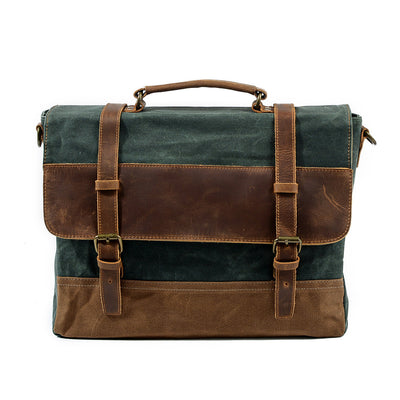 Mens Waxed Canvas Messenger Bag Full Grain Leather With Canvas Shoulder Bag  Crossbody Bag Gift For Him MC6070