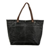 Borsa shopper in tela cerata e pelle 27L | NASHVILLE - Nero