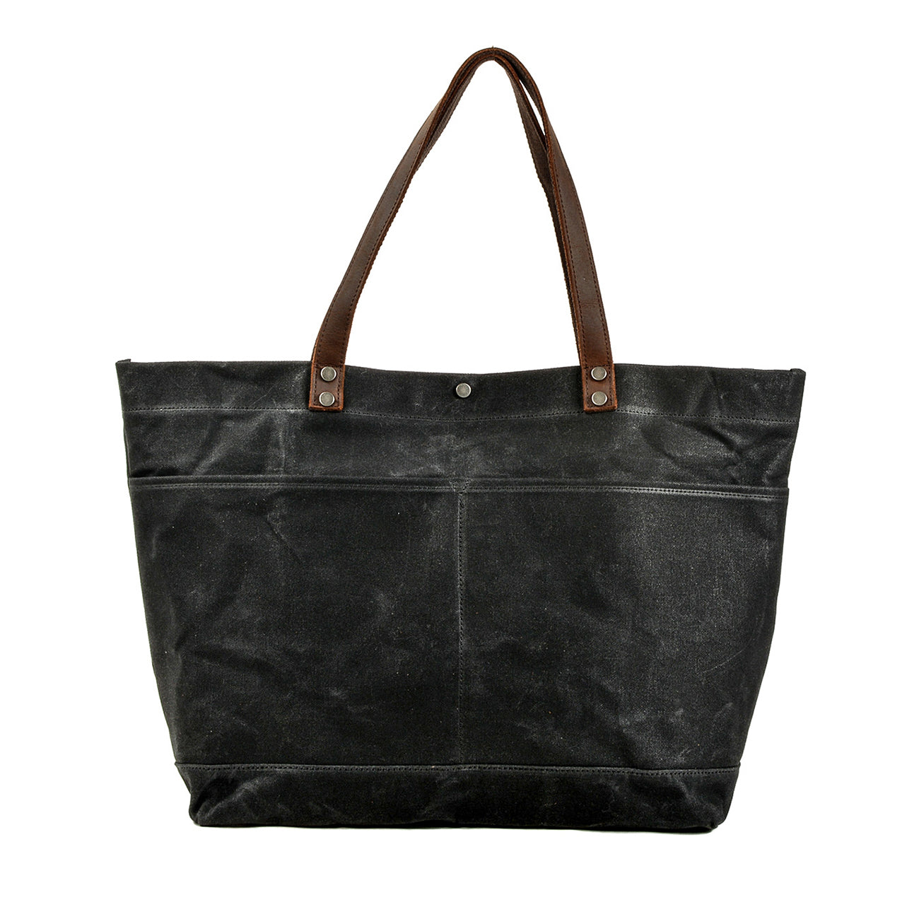 Waxed canvas roll top tote bag with luggage handle attachment leather  handles and shoul