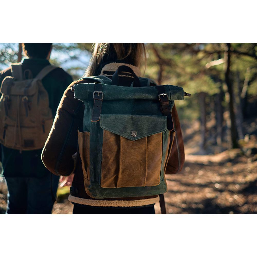 Handmade Waxed Canvas Backpack Large Rolltop Backpack Outdoor Backpack –  LISABAG