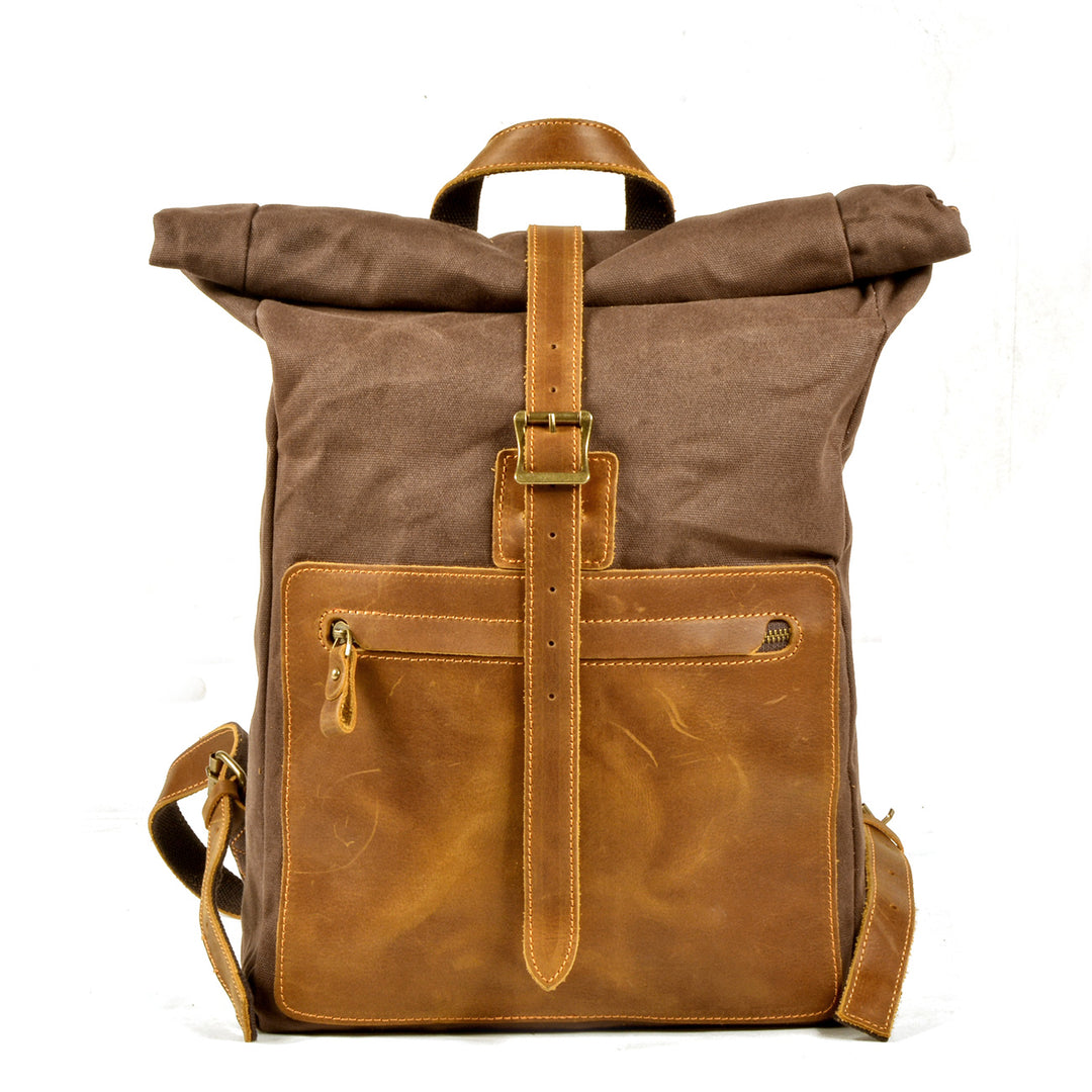 canvas leather backpack zip Waxed Canvas Rucksack